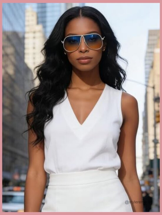 Metal Frame Oversized Aviator Sunglasses UV400 Protection main image 4